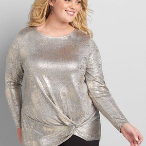 Lane Bryant Metallic Twist-Front Top size 26/28